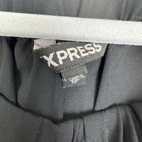 Express Black Of The Shoulder Tie Cuff Sleeves Size XS Semi Sheer - Picture 2 of 4